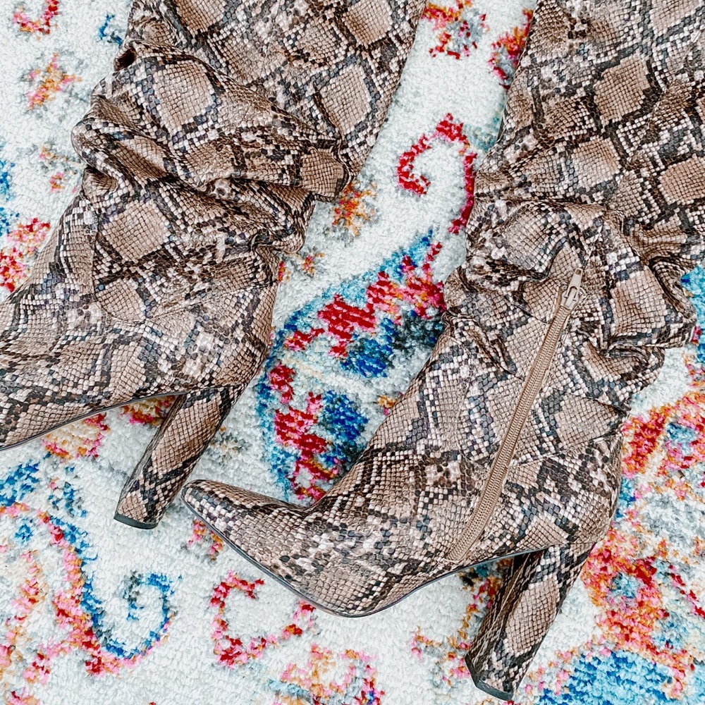 Express Snakeskin Print Heel Boots